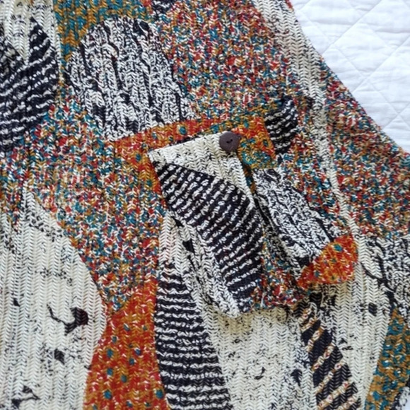 Paradise Asymmetrical Brown Red Orange‎  Turquoise Abstract PrintDuster Cover Up - Picture 6 of 12